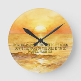 Personalisierte Bibelvers-Sonnenaufgang-Ozean-Wand Runde Wanduhr