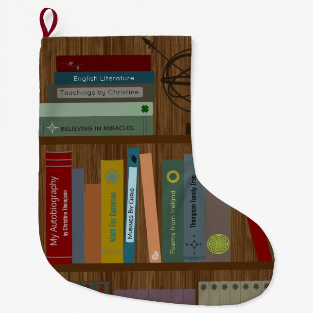 Personalisierte Bibliothek Großer Weihnachtsstrumpf (Vorderseite)