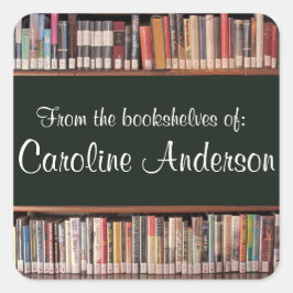 Personalisierte Bibliotheksbibliothek Bibliotheken Quadratischer Aufkleber