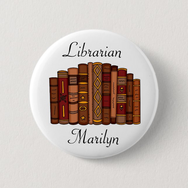 Personalisierte Bibliotheksnamenstempel Button (Vorderseite)