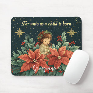 Personalisierte biblische Geburt Kind & Verse Mousepad