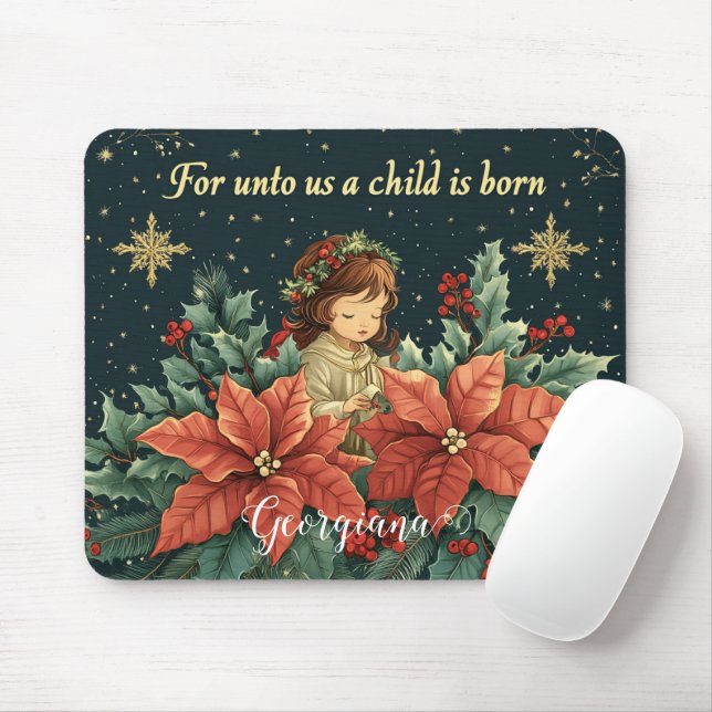 Personalisierte biblische Geburt Kind & Verse Mousepad (Mit Mouse)