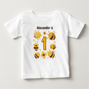 Personalisierte Biene Thema 1. Geburtstag Baby T-shirt