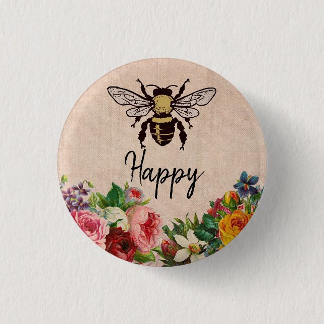 Personalisierte Bienen-glücklicher Knopf Button (Vorderseite)