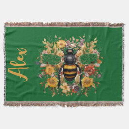 Personalisierte Bienen und Wildblumen - Decke