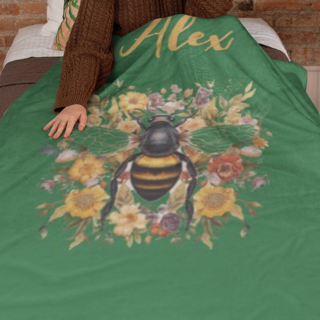 Personalisierte Bienen und Wildblumen - Fleecedecke (Von Creator hochgeladen)
