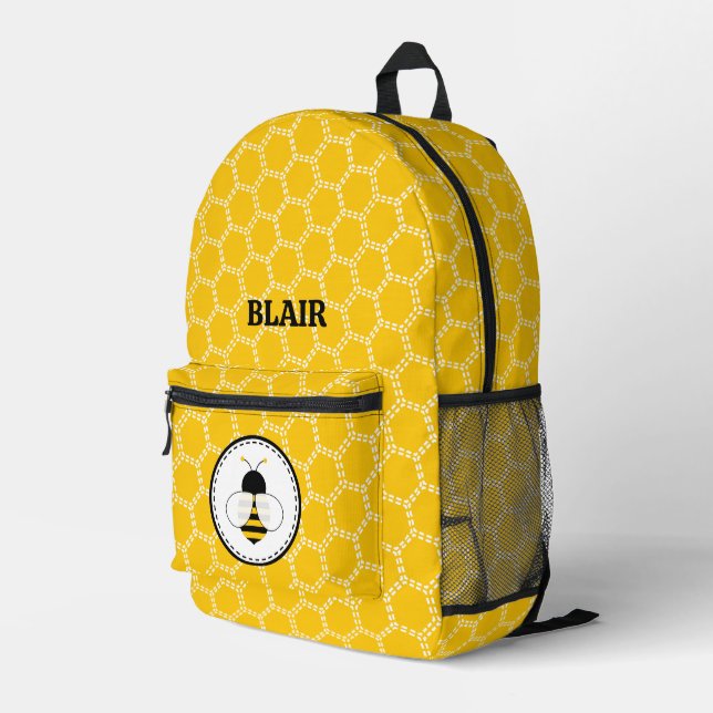Personalisierte Bienenstock-Druckknopfdruck Schnür Bedruckter Rucksack (Rückseitige Ecke Rechts)