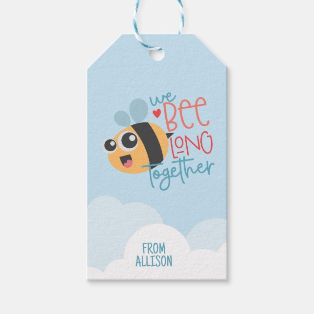 Personalisierte Bienenvalentine Geschenkanhänger (Vorderseite)