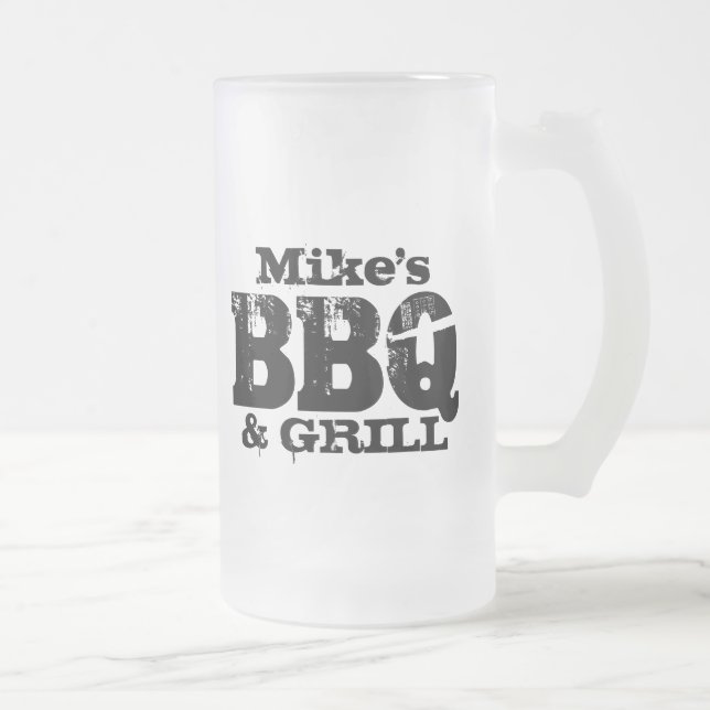 Personalisierte Bier-Tasse für GRILLEN Party Mattglas Bierglas (Rechts)