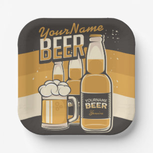 Personalisierte Bierflasche Sudsy Tasse Brauen Bar Pappteller