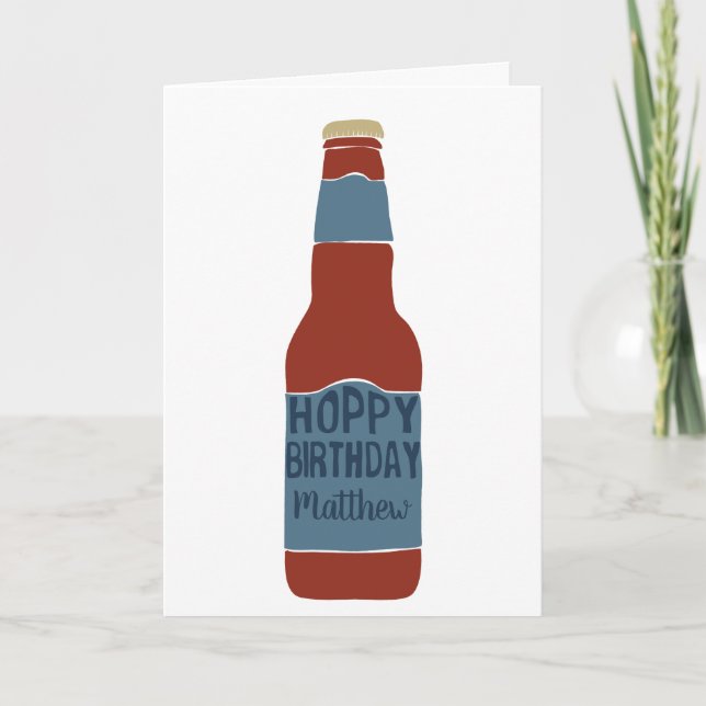 Personalisierte Bierliebhaber Hoppy Birthday Karte (Vorderseite)