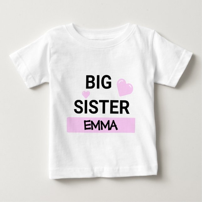 Personalisierte Big Sister-Liebe Baby T-shirt (Vorderseite)