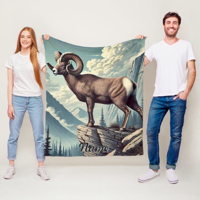 Personalisierte Bighorn Sheep auf einem Felsvorspr Fleecedecke (Beispiel)
