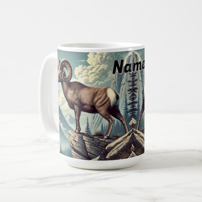 Personalisierte Bighorn Sheep auf einem Felsvorspr Kaffeetasse (Vorderseite Links)