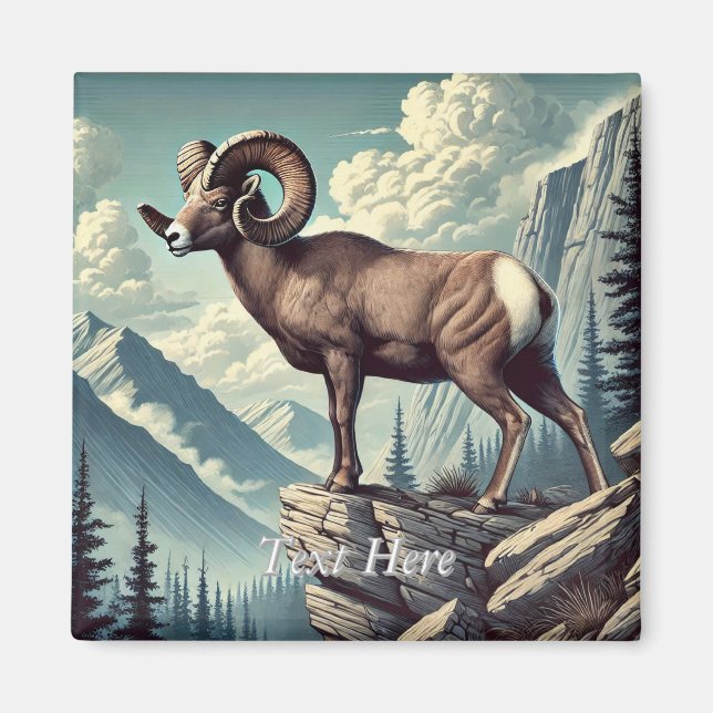 Personalisierte Bighorn Sheep auf einem Felsvorspr Magnet (Vorne)