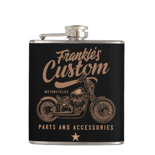 Personalisierte Biker Custom Bobber Motorradgarage Flachmann