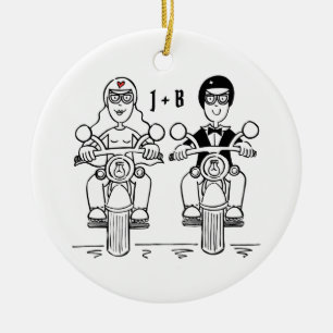 Personalisierte Biker Hochzeitsgeschenk Keramik De Ornament