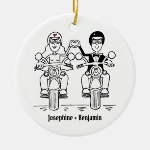 Personalisierte Biker Hochzeitsgeschenk Keramik De Ornament