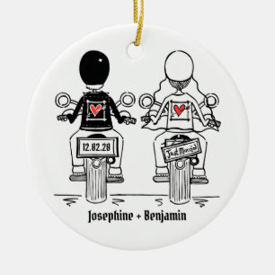 Personalisierte Biker Hochzeitsgeschenk Keramik De Ornament
