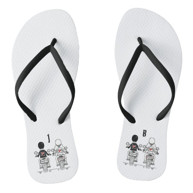 Personalisierte Biker-Motorrad-Hochzeiten Flip Flops (Fußbett)