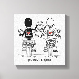 Personalisierte Biker-Motorrad-Hochzeitskanzel dru Leinwanddruck