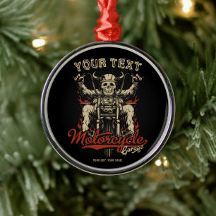 Personalisierte Biker Skeleton Motorrad Shop Garag Ornament Aus Metall