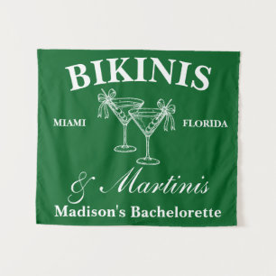 Personalisierte Bikini- und Martini-Junggesellinne Wandteppich