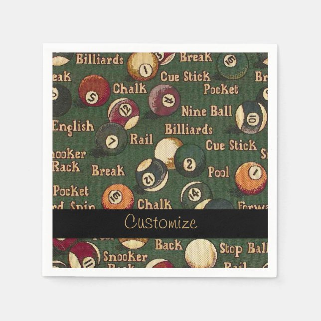 Personalisierte Billard-Balls Hintergrund Napkins  Serviette (Vorderseite)