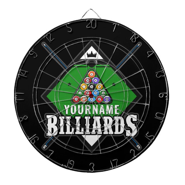 Personalisierte Billard NAME Cue Rack Pool Room Dartscheibe (vorne)