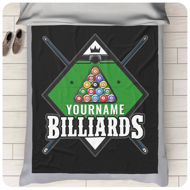 Personalisierte Billard NAME Cue Rack Pool Room Fleecedecke (Von Creator hochgeladen)