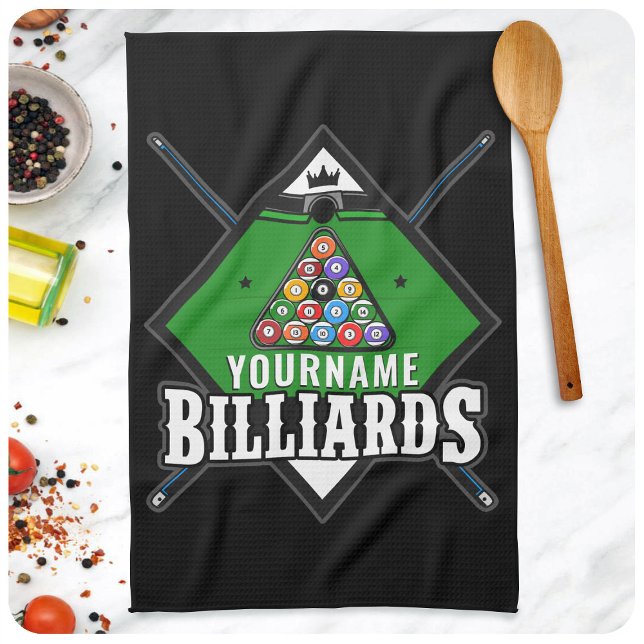 Personalisierte Billard NAME Cue Rack Pool Room Geschirrtuch (Von Creator hochgeladen)