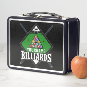 Personalisierte Billard NAME Cue Rack Pool Room Metall Brotdose