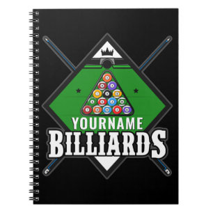 Personalisierte Billard NAME Cue Rack Pool Room Notizblock