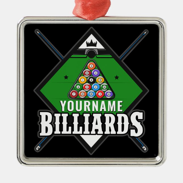 Personalisierte Billard NAME Cue Rack Pool Room Ornament Aus Metall (Vorne)