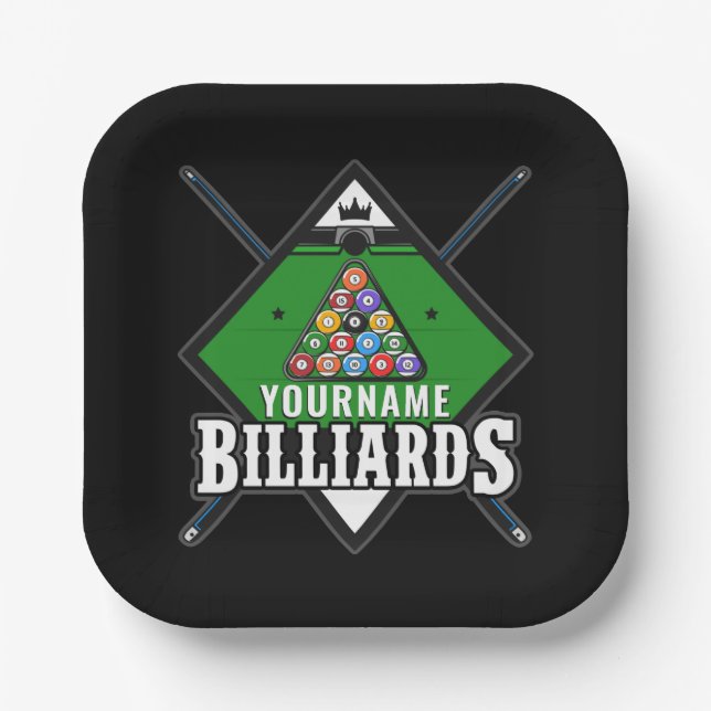 Personalisierte Billard NAME Cue Rack Pool Room Pappteller (Vorderseite)