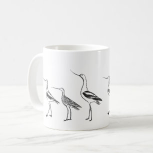 Personalisierte Bird Art Zeichnend in Schwarz und  Kaffeetasse