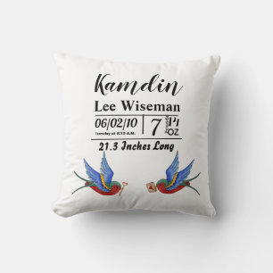 Personalisierte Birth Pillow Traditioneller Bird T Kissen