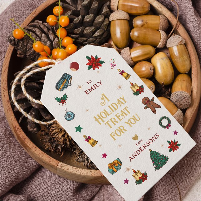 Personalisierte bis/von Weihnachtsferien-Leckerei Geschenkanhänger (Personalized To/From Christmas Holiday Treat Gift Tags)
