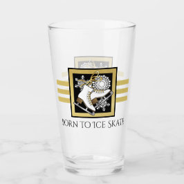 Personalisierte Black and Gold Glitzer Ice Skaten Glas