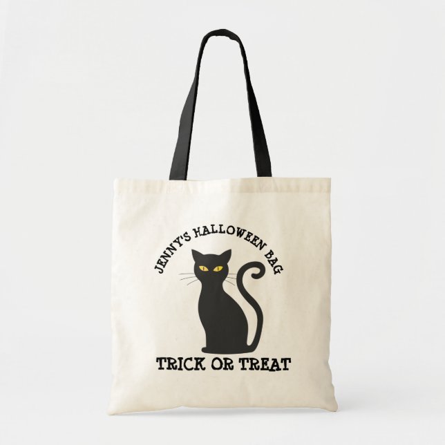 Personalisierte Black Cat Halloween Candy Bag Tragetasche (Vorne)