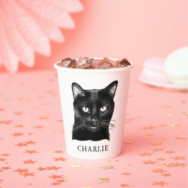 Personalisierte Black Cat Hand Zeichnend Pappbecher