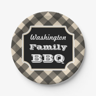 Personalisierte Black Gingham Paper-Teller Pappteller