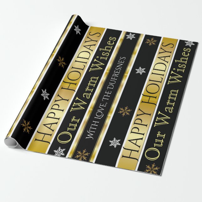 Personalisierte Black & Gold Weihnachten Geschenkpapier (Ungerollt)
