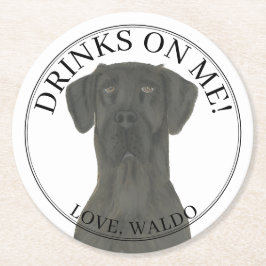 Personalisierte Black Great Dane Wedding Runder Pappuntersetzer