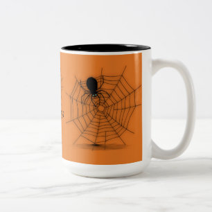 Personalisierte Black & Orange Spider Web-Tasse Zweifarbige Tasse