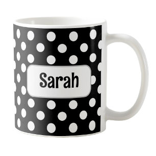 Personalisierte Black Polka Dot Tasse