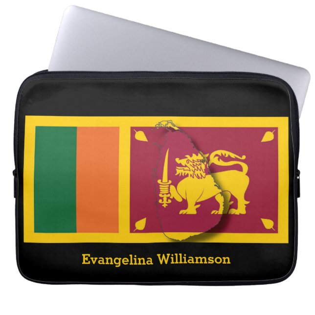 Personalisierte BLACk-Sri Lanka-Flagge Laptopschutzhülle (Vorderseite)
