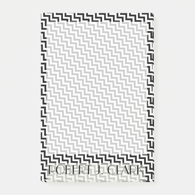 Personalisierte BLACK- UND WEISSZAG-Grenze Post-it Klebezettel (Vorderseite)