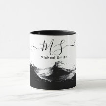 Personalisierte Black Wave-Tasse - Künstlerische E