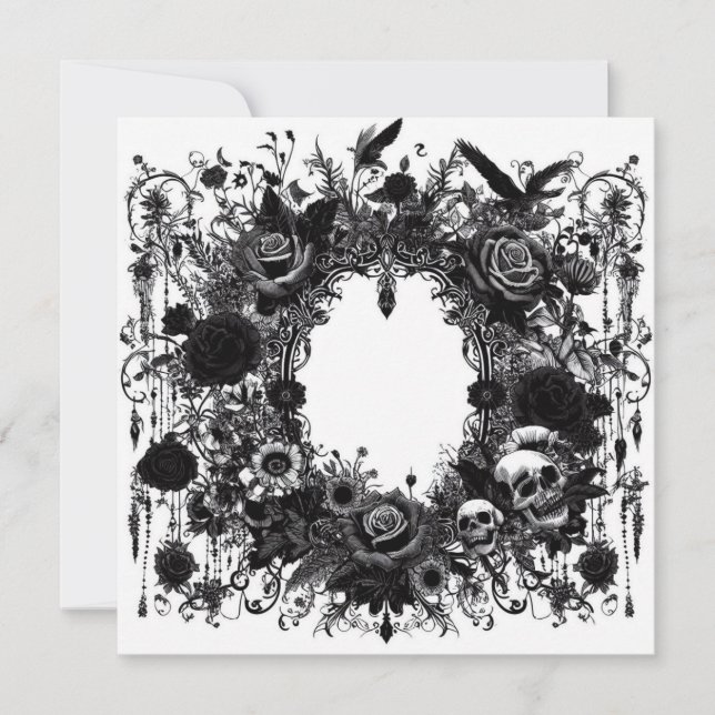 Personalisierte Blankenkarte - Schwarzweißvorlage Einladung (Vorderseite)